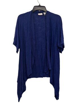 Chicos Blue Open Front Cardigan Shrug Size 2 Lightweight 100% Rayon